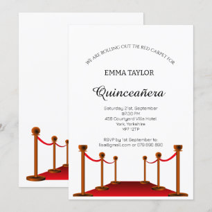 Elegant Red Carpet Quinceañera Sweet 16 Anpassning Inbjudningar