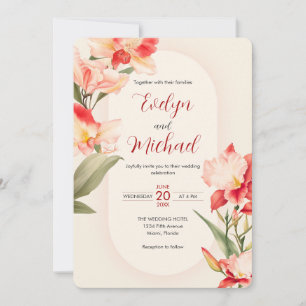 Elegant Red Cattleya Orchids Flowers Bröllop Inbjudningar