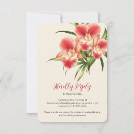Elegant Red Cattleya Orchids Flowers Bröllop OSA Kort