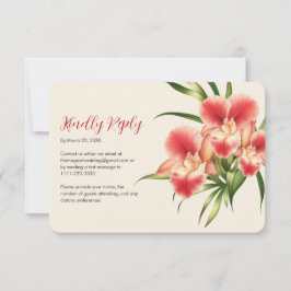 Elegant Red Cattleya Orchids Flowers Bröllop OSA Kort