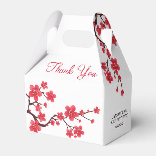 Elegant Red Cherry Blommar Sakura Blommigt Tack Presentaskar