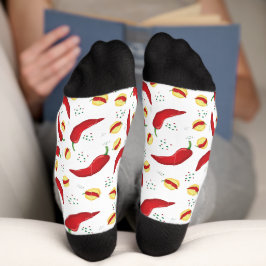 Elegant Red Chile Mönster Socks