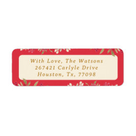 elegant Red christmas botanical returadress Etikett