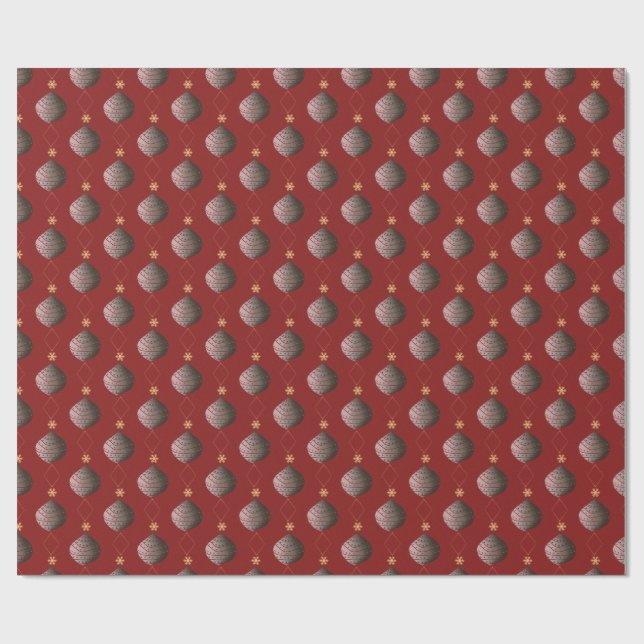 Elegant Red Christmas Ornament Wrapping Paper  Presentpapper (Platt)