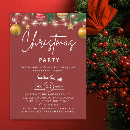 Elegant Red Christmas Party Invitation Inbjudningar