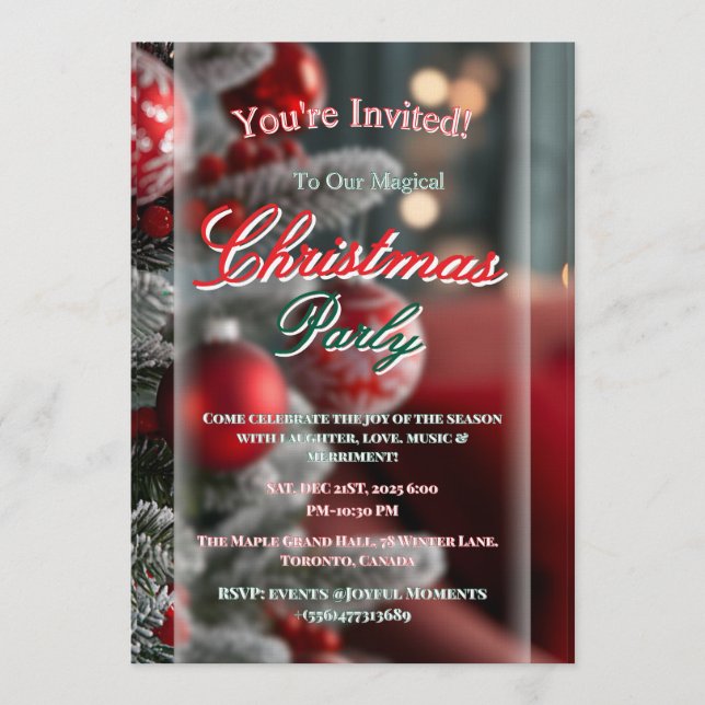 Elegant Red Christmas Party Invitation Inbjudningar (Framsida)