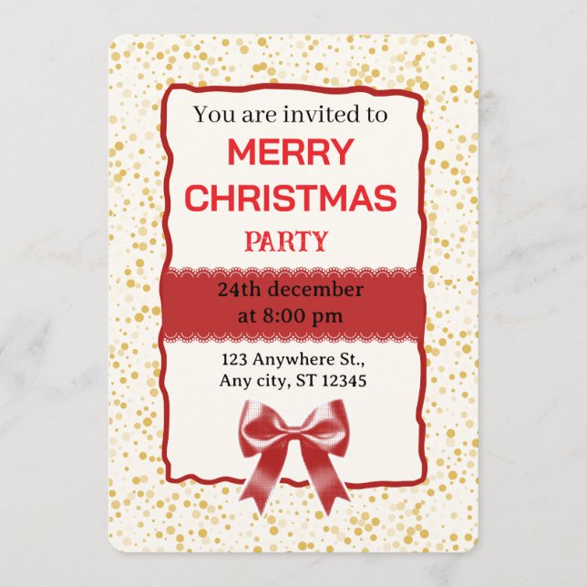 Elegant Red Christmas Party Invitation Inbjudningar (Framsida)
