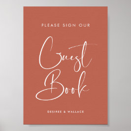 Elegant Red clay Guest bok bröllop Poster