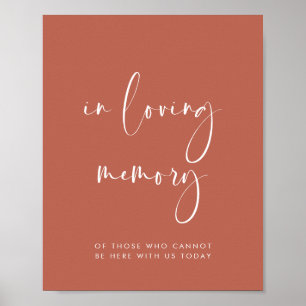 Elegant Red clay In Loving memory bröllop Sign Poster