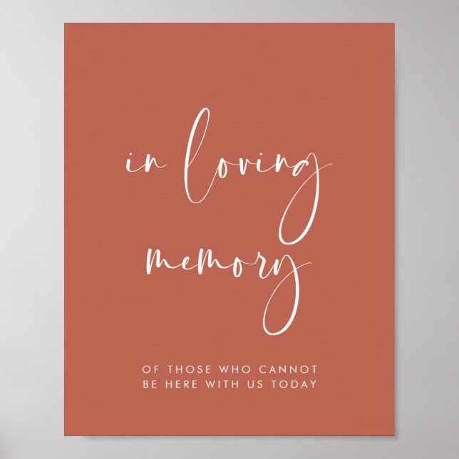 Elegant Red clay In Loving memory bröllop Sign Poster (Framsidan)