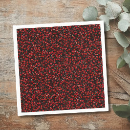 Elegant Red Confetti on Black Glitter Style Pappersservett