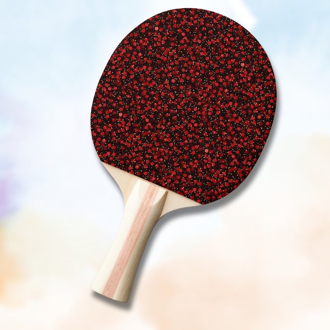 Elegant Red Confetti on Black Glitter Style Pingisracket (Skapare uppladdad)