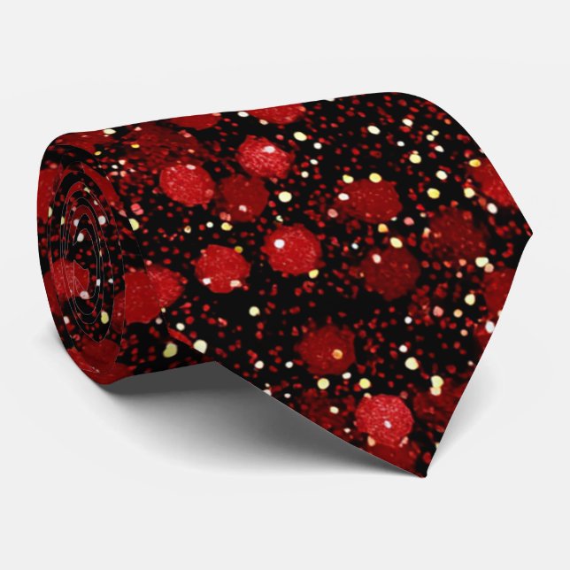 Elegant Red Confetti on Black Glitter Style Slips (Rullad)