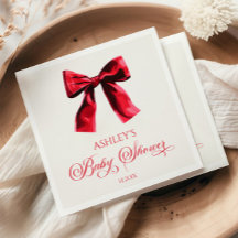 Elegant Red Coquette Bow Baby Shower