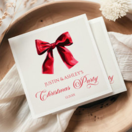 Elegant Red Coquette Bow Christmas Party Pappersservett