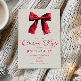 Elegant Red Coquette Bow jul Party Inbjudningar