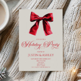 Elegant Red Coquette Bow-Julfest Inbjudningar