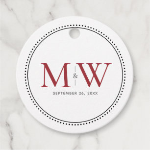 Elegant Red Couples Monogram Bröllop Gåvor Etiketter