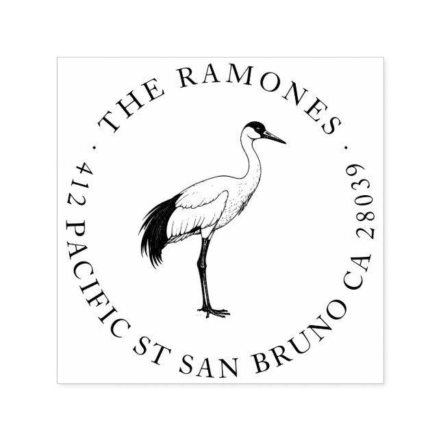 Elegant Red Crowned Crane Family Returadress Självfärgande Stämpel (Design)