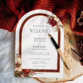 Elegant Red Damask Blommigt Arch Inbjudningar