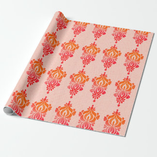 Elegant Red Damask Blommigt Baroque Wrapping Pappe Presentpapper