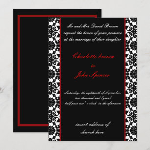 elegant Red Damask bröllopsinbjudan Inbjudningar