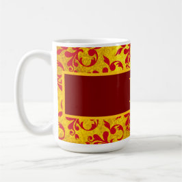 Elegant Red Damask och Guld Struktur Kaffemugg