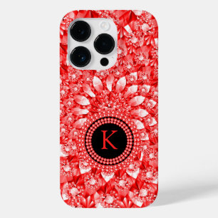 Elegant Red Diamonds Glitter Skriv ut Monogram