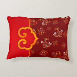 Elegant Red Dragon Chinese New Year Lucky Symbol 福 Prydnadskudde