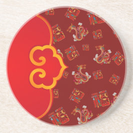 Elegant Red Dragon Chinese New Year Lucky Symbol 福 Underlägg