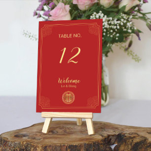 Elegant Red Dubbla Happity Chinese Bröllop Bordsnummer