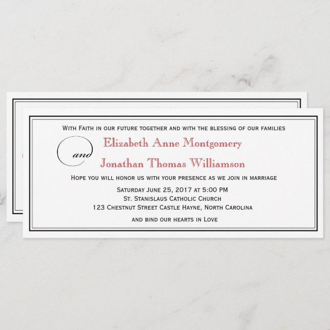 Elegant Red Faith Hope Kärlek bröllopsinbjudan Inbjudningar (Fram/baksida)