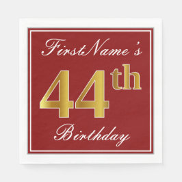 Elegant Red, Faux Guld 44:e födelsedagen + eget na Pappersservett