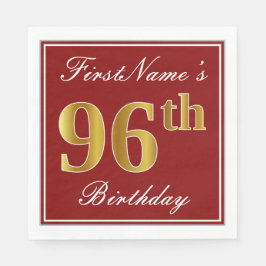 Elegant Red, Faux Guld 96:e födelsedagen + eget na Pappersservett