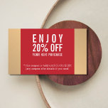 Elegant Red Faux Guld Beauty Salon Coupon Rabattkort<br><div class="desc">Eleganten har en fullständig anpassade-rabattkortsmall. Perfekt marknadsföring verktyg för skönhetssalon (makeup artist,  hair stilist,  cosmetolog) för att belöna dina bästa eller nya kunder.</div>