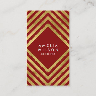Elegant Red Faux Guld Bloggare Social Visitkort