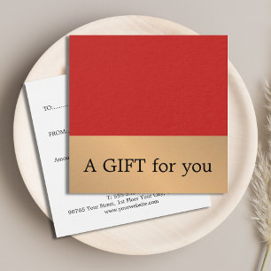 Elegant Red Faux Guld Bold Salon Fyrkantigt Visitkort