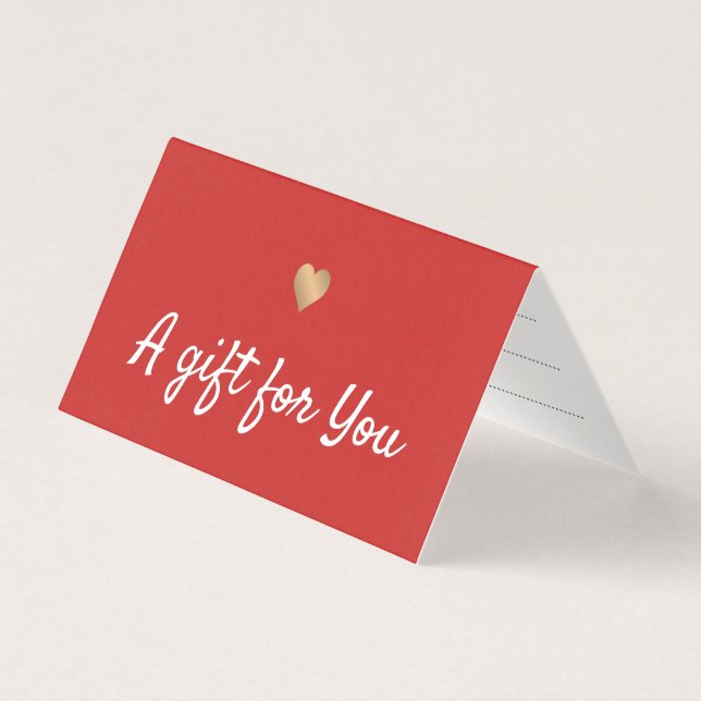 Elegant Red Faux Guld Heart Gift Certificate Kort (Framsida)