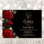 Elegant Red Floral Black 50th Birthday Party Inbjudningar<br><div class="desc">Invite your friends and loved ones to your birthday celebration with this elegant red floral 50th birthday party invitation. The customizable text area in this invitation template allows you to include all the necessary details for your special birthday celebration, including the date, time, venue, and RSVP information. A variety of...</div>