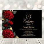 Elegant Red Floral Black 60th Birthday Party Inbjudningar<br><div class="desc">Invite your friends and loved ones to your birthday celebration with this elegant red floral 60th birthday party invitation. The customizable text area in this invitation template allows you to include all the necessary details for your special birthday celebration, including the date, time, venue, and RSVP information. A variety of...</div>