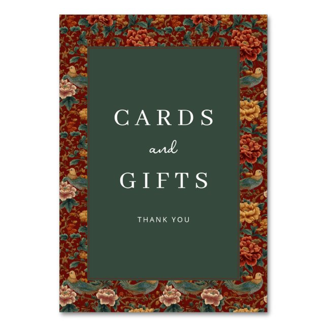 Elegant Red Floral Border Bordsnummer (Framsidan)