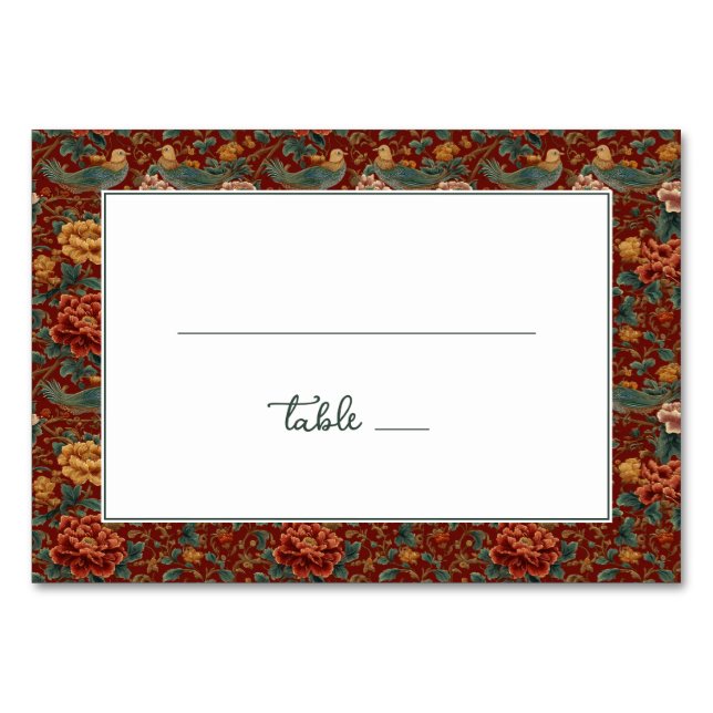 Elegant Red Floral Border Bordsnummer (Framsidan)