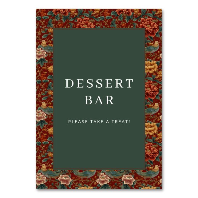 Elegant Red Floral Border Design Bordsnummer (Framsidan)