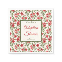 Elegant Red Floral Botanical Adoption Shower