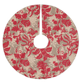 Elegant Red Floral Christmas Julgransmatta Borstad Polyester