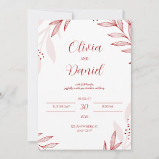 Elegant Red Floral Wedding Invitation Inbjudningar