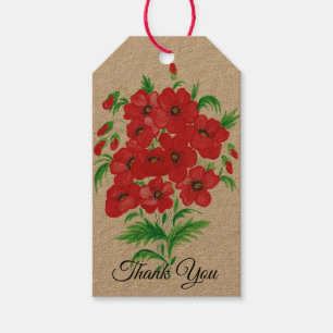 Elegant Red Flower Bouquet Tack Presentetikett