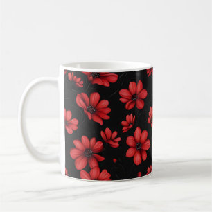 Elegant Red Flower Mönster Kaffemugg