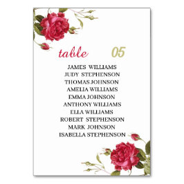 Elegant Red Flower Personlig Bröllop Bordsnummer