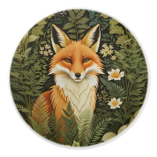 Elegant Red Fox And Green Foliage Knopp (Framsidan)